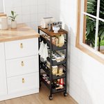 Topika - Metal Storage Trolley, Rolling Storage Cart With Wooden Top,5-Tier - image 2