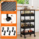 Topika - Metal Storage Trolley, Rolling Storage Cart With Wooden Top,5-Tier - image 4