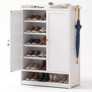Topika - Shoe Rack Cabinet With Doors, Shoe Cabinet With Adjustable Shelves