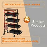 Topika - Metal Storage Trolley, Rolling Storage Cart With Wooden Top,5-Tier - image 6