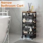 Topika - Metal Storage Trolley, Rolling Storage Cart With Wooden Top,5-Tier - image 8