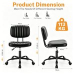 Topika Low back Office Chair, Height Adjustable, Armless Swivel Chair - image 3