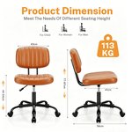 Topika Low back Office Chair, Height Adjustable, Armless Swivel Chair - image 12