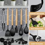 Topika Kitchen Utensil Set with Wooden Handles,19 Piece Cooking & Knife Set - image 4